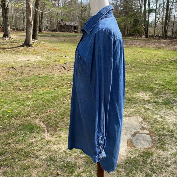 LUCKY BRAND DRESS MINI BLUE DENIM LONG SLEEVE Size S - Picture 5 of 12
